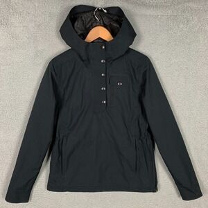 Aether Anorak Jacket Womens 3/Large Black 1/2 Zip Snap Pullover Hooded Insulated